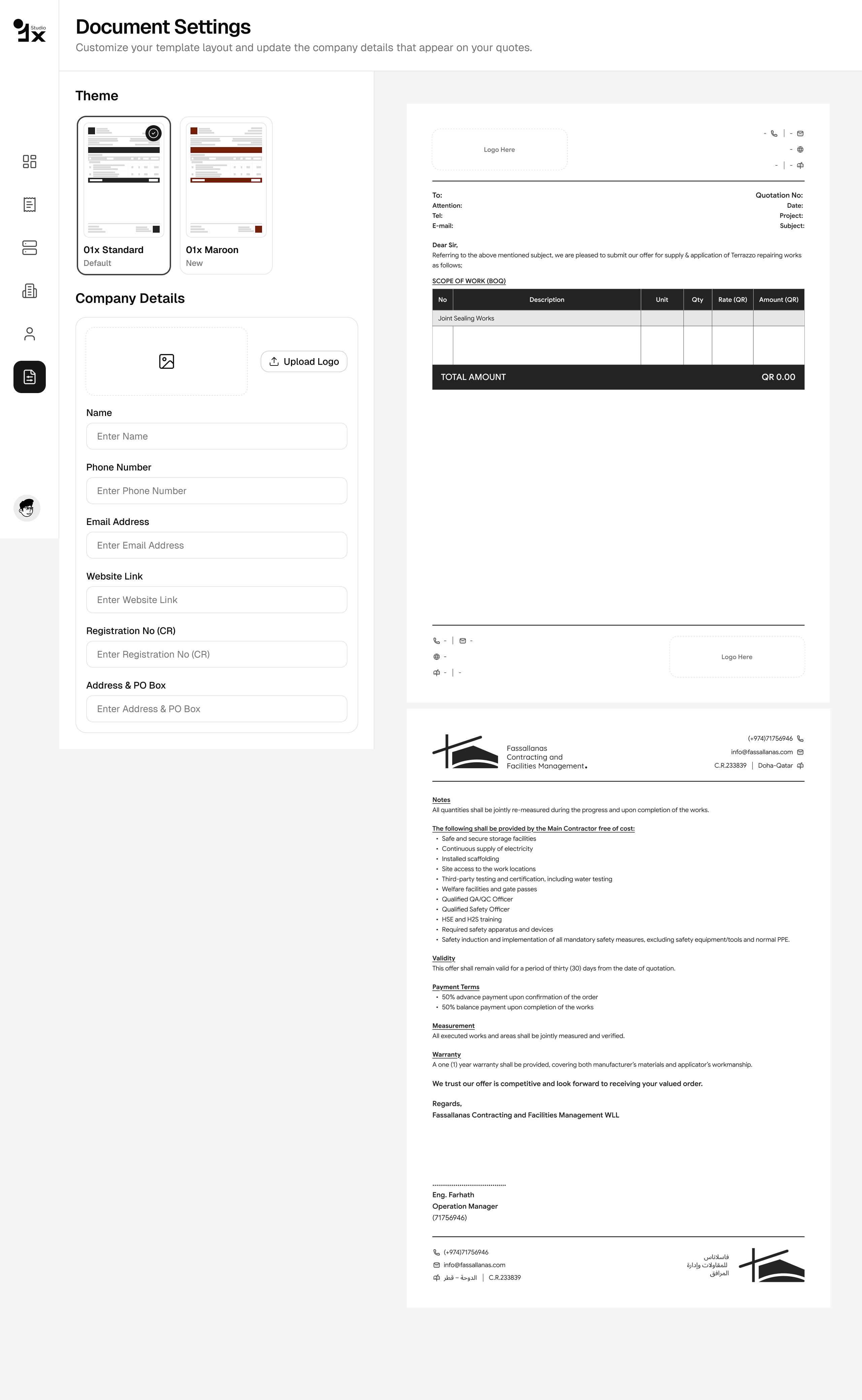 Document settings